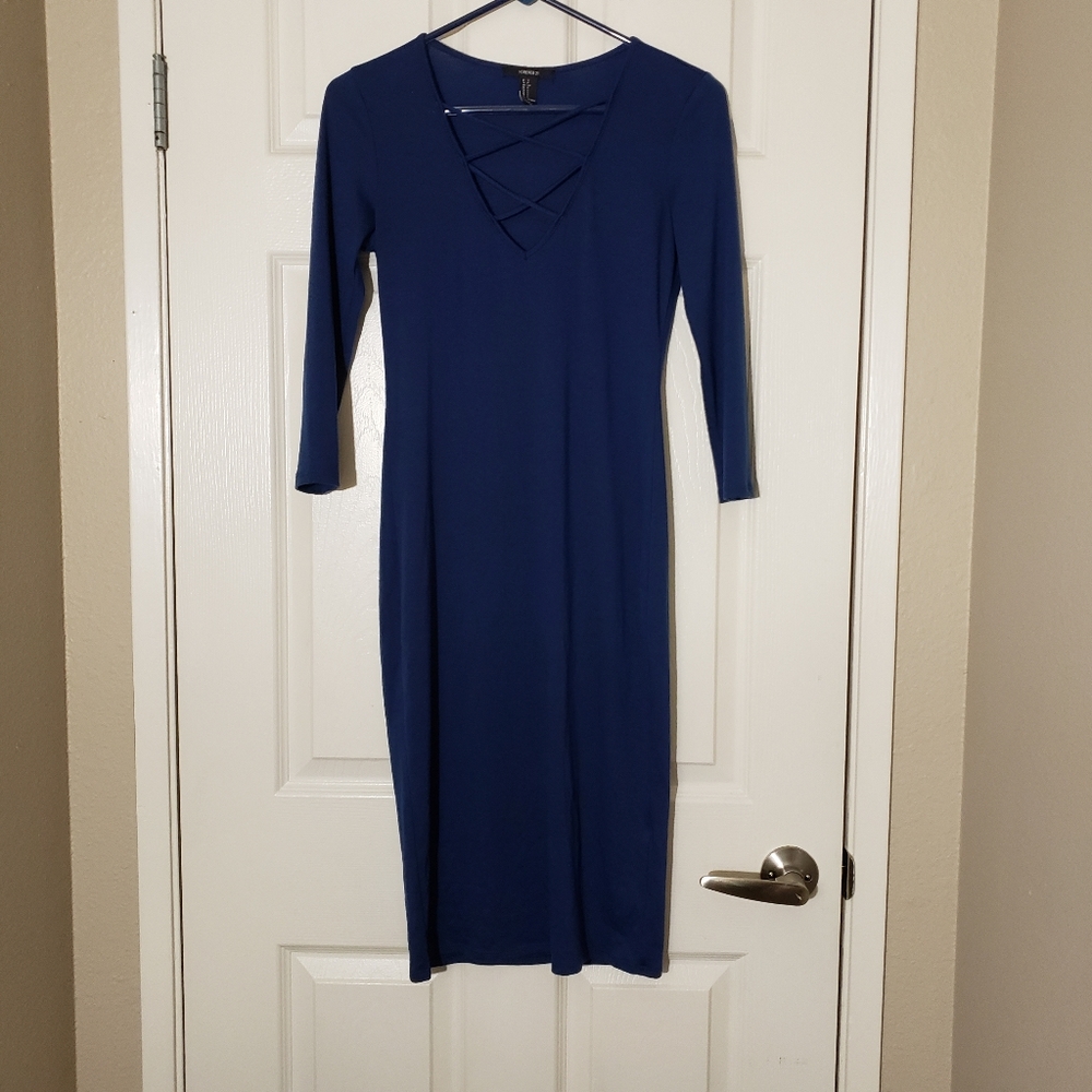 Blue lace-up dress